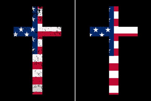 American Flag Cross Christian Graphics for Print Templates