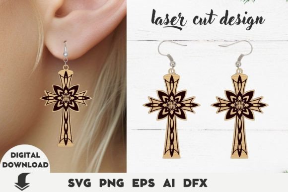 Christian Earring Laser Cut File for Easter: A Stylish Design Asset