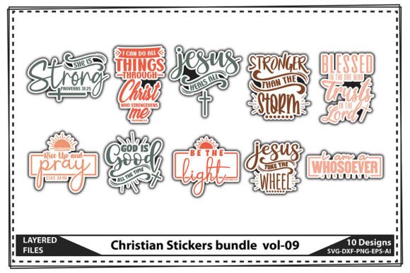 Christian Stickers Bundle Vol-09: Perfect for Creative Crafts and Graphics