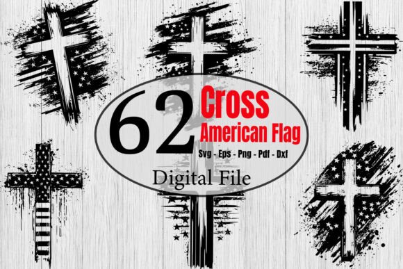 Cross with American Flag Design Bundle: A Graphics Asset for Crafts