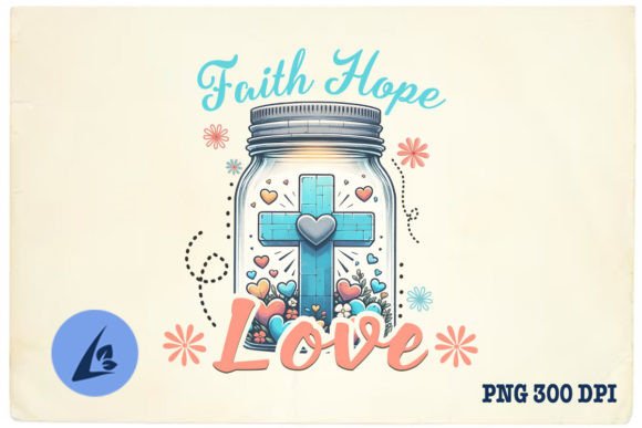 Faith Hope Love Jesus Floral PNG for Crafts Graphics