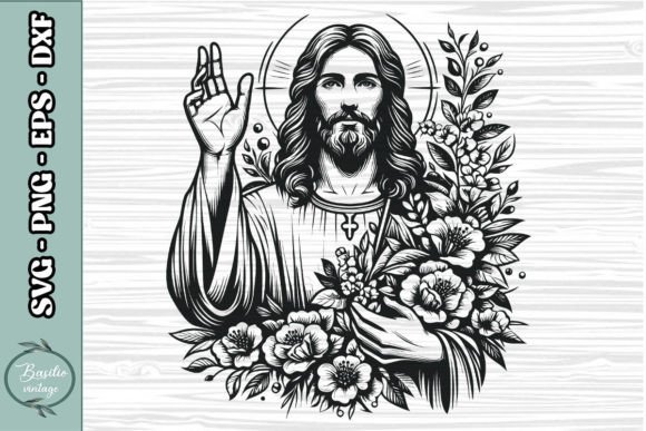 Floral Jesus SVG Clipart 15: A Versatile Graphic for Crafts