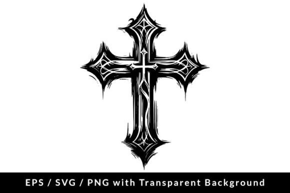 Grunge Gothic Christian Cross SVG EPS for Graphics and Illustrations