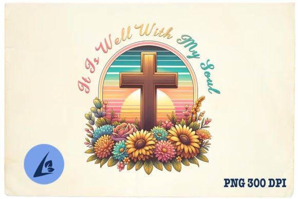 It Is Well With My Soul Jesus Floral PNG for Crafts Graphics