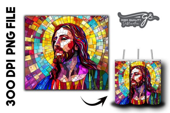 Stained Glass Jesus Tumbler Wrap 26: A Unique Graphics Asset
