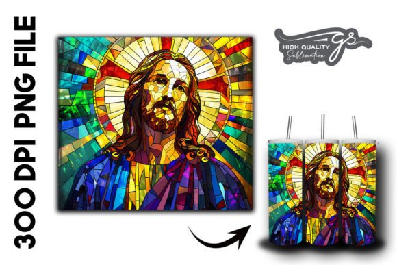 Stained Glass Jesus Tumbler Wrap 27: A Creative Graphics Asset