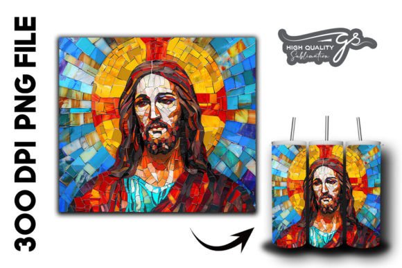 Stained Glass Jesus Tumbler Wrap 32: A Unique Graphics and Backgrounds Asset