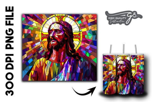Stained Glass Jesus Tumbler Wrap 36: A Graphics Gem for Backgrounds