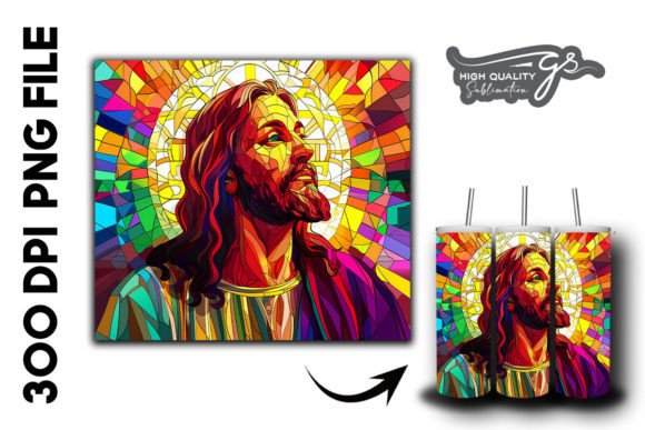 Stained Glass Jesus Tumbler Wrap 37: A Creative Graphics Asset