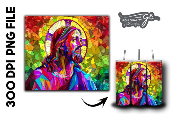 Stained Glass Jesus Tumbler Wrap 39: A Unique Graphic Asset